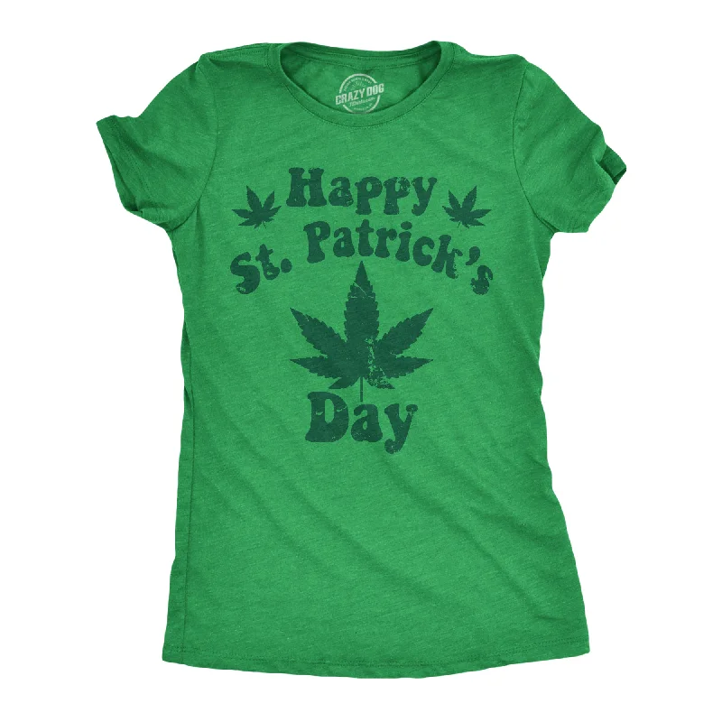 beach-ready tops for women -Happy Saint Patricks Day Weed Women's T Shirt