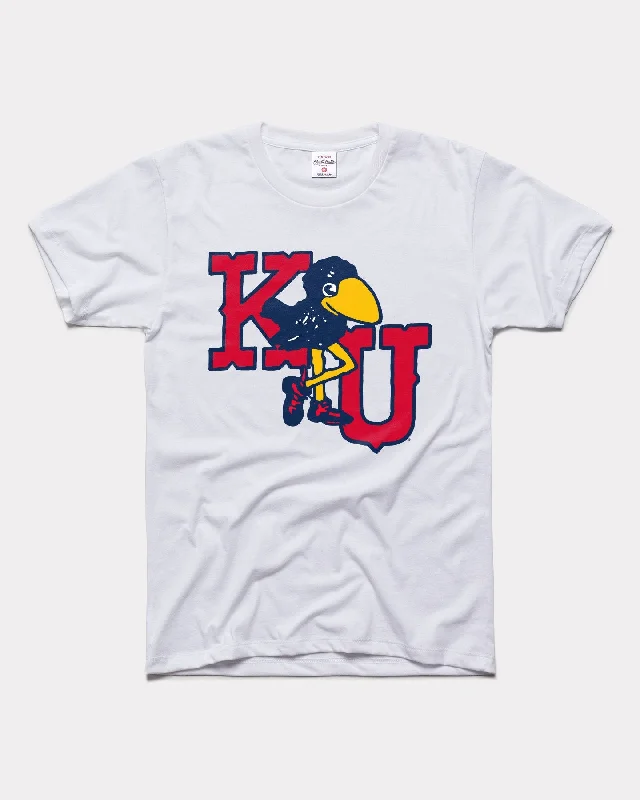 ruffle tops for ladies -University Of Kansas Marching Jayhawks Vintage White T-Shirt