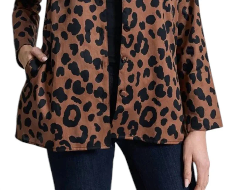 women's pea coats -Carolina Jacket In Macchiato/black Cheetah