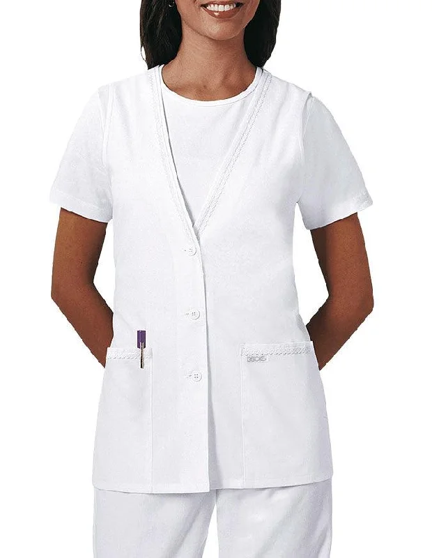 women's cozy coats -Cherokee Women's Two Pocket Button Front Medical Vest