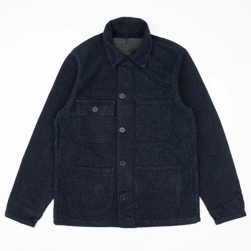 women's cocoon coats -Chore Coat - Indigo Sashiko