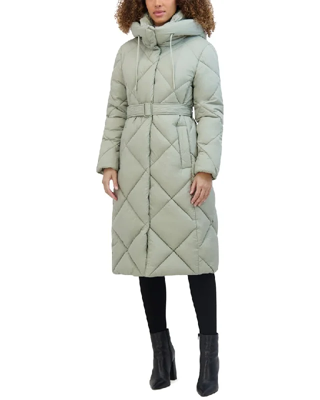 warm winter jackets for women -Kenneth Cole Powder Touch Matte Quilted Coat