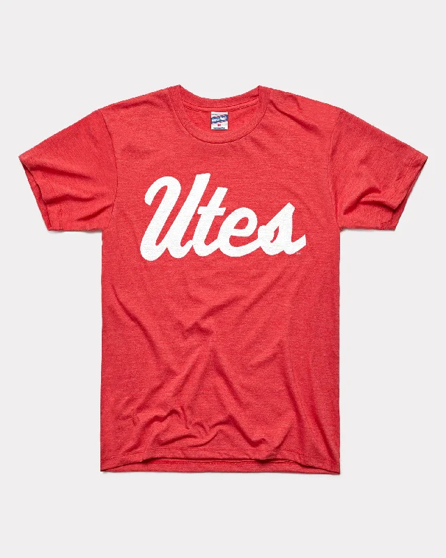 fitted crop tops for women -Utah Utes Script Red T-Shirt