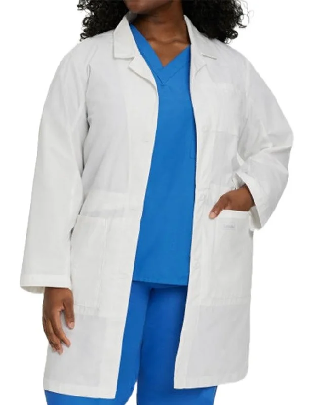 women's padded trench coats -Landau 36.75 Inch Women's Full Length White Notebook Lab Coat