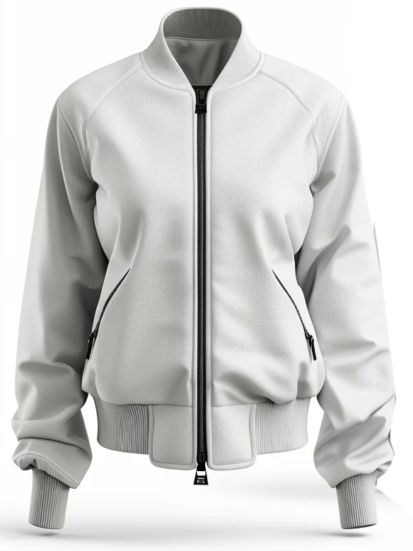 women's casual coats -Women Greyish White Cotton Bomber Jacket