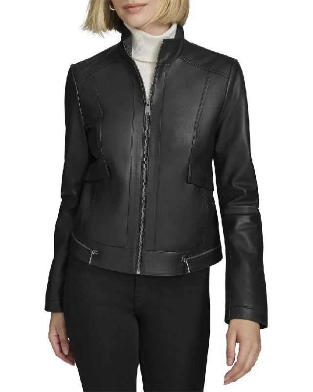 women's cocoon coats -Andrew Marc Rowan Leather Coat