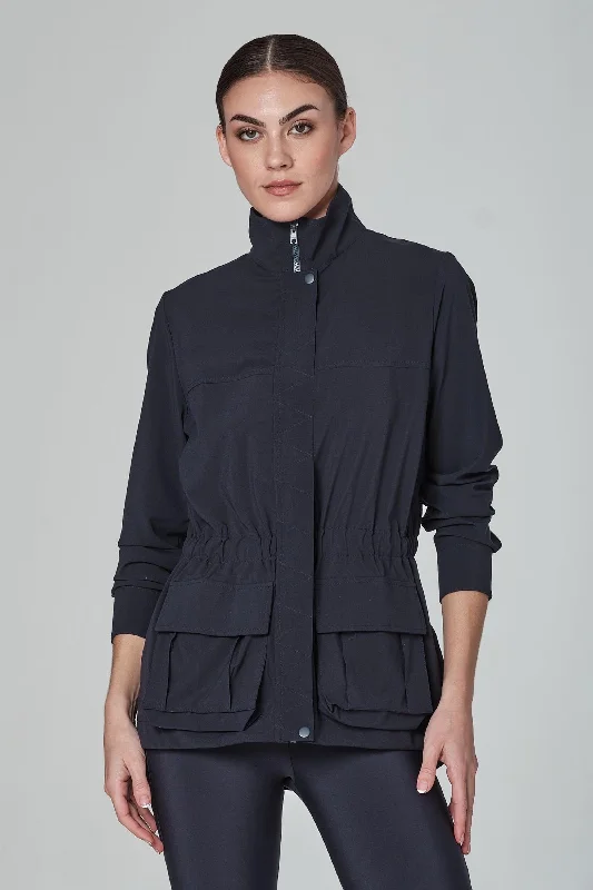 women's belted coats -Pocket Change Navy Jacket