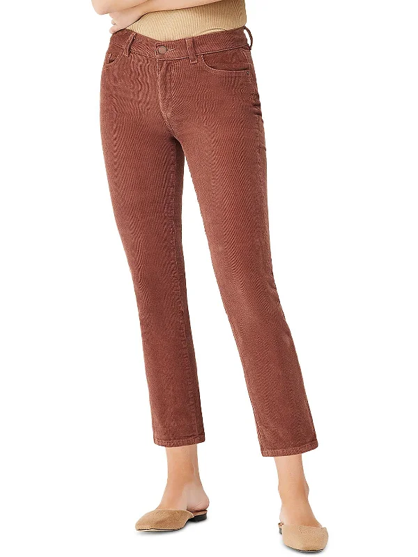 casual capri pants for women -Mara Womens Ribbed Corduroy Straight Leg Pants