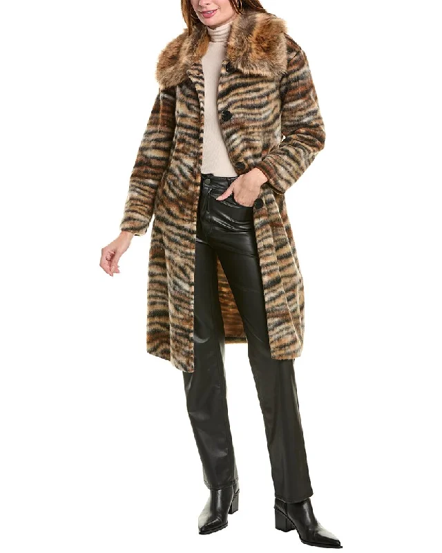 ladies' wool trench coats -La Fiorentina Animal Print Wool Coat