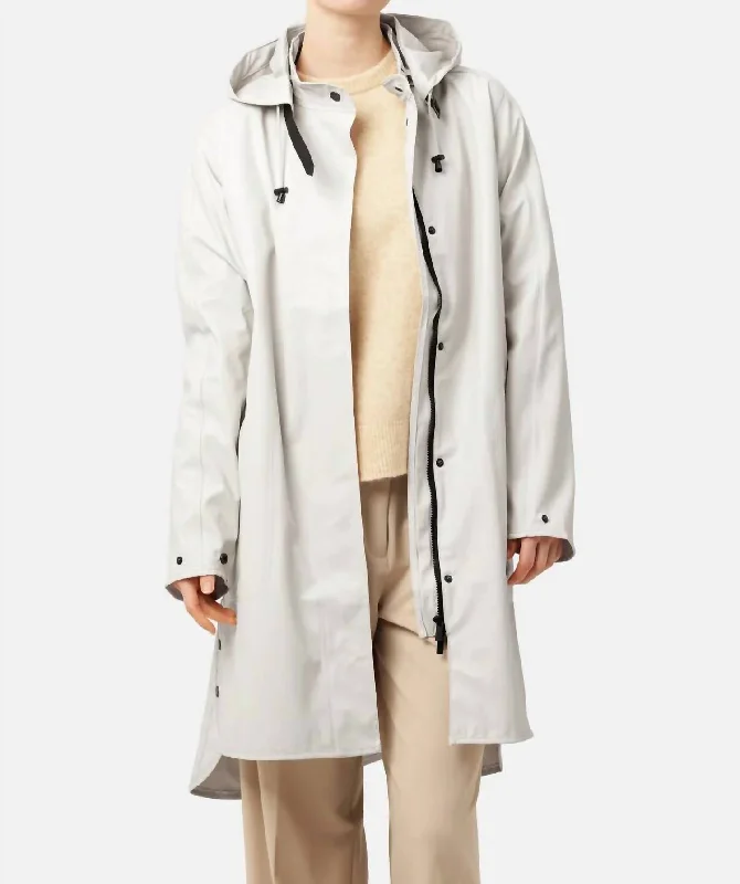 women's bomber jackets -Hooded Rain Slicker Jacket In Milk Creme