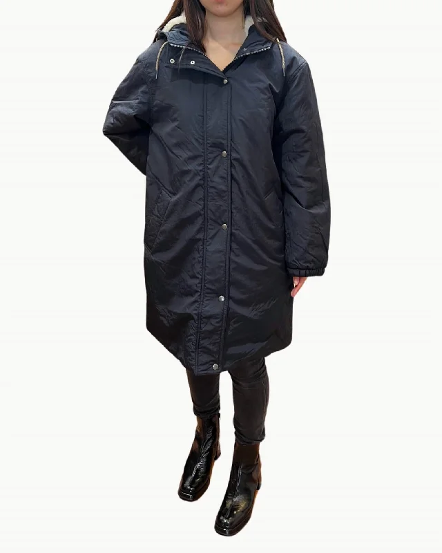 ladies' quilted jackets -Venlo Woven Coat In Navy