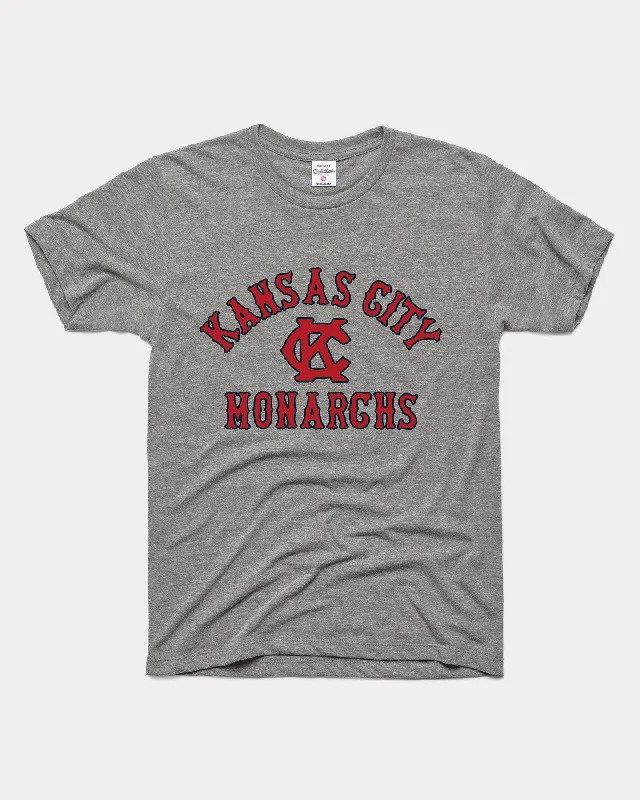 retro-style tops for women -Vintage Grey Kansas City Monarchs T-Shirt