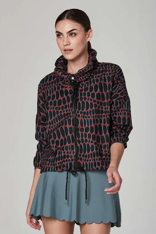 tailored coats for women -Fine Print Wild Thing Merlot Jacket