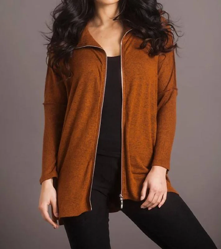 plus size winter coats for women -Supersoft Zip Jacket In Spice