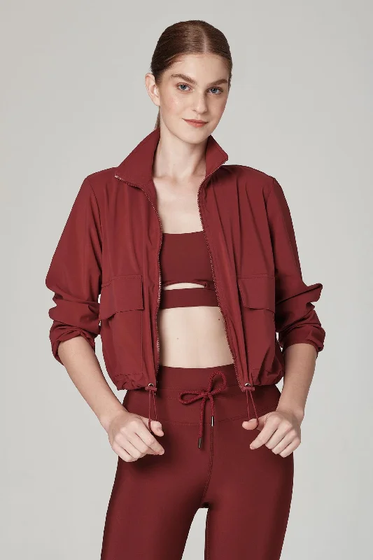 elegant puff jackets for women -Short Coming Merlot Jacket