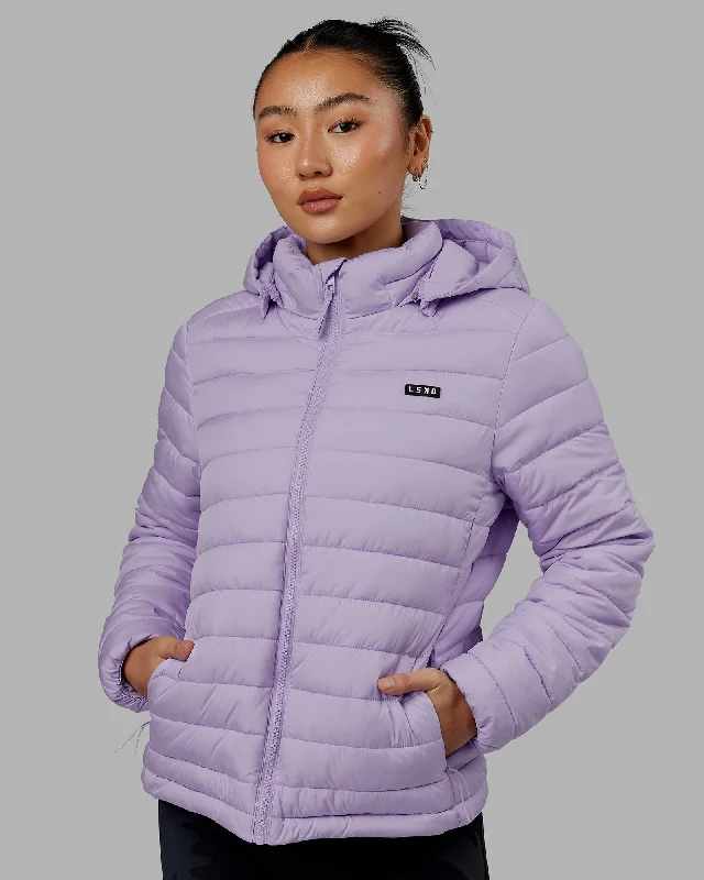 soft knit coats for women -All Day Puffer Jacket - Pale Lilac