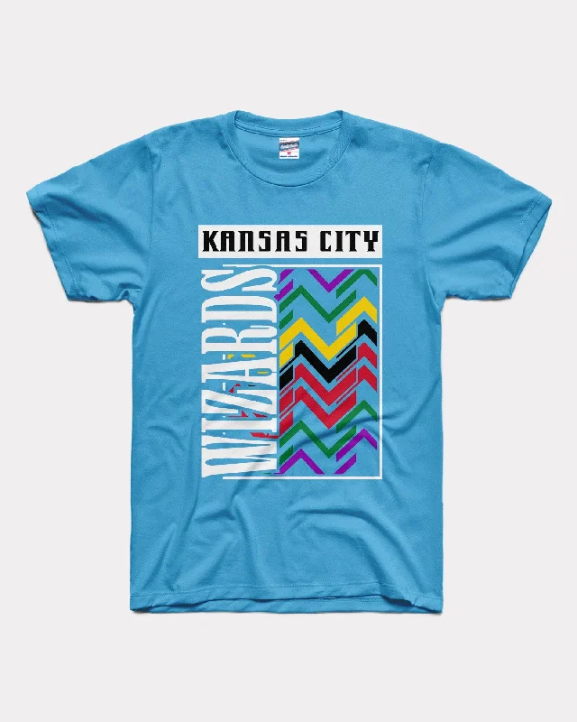 layered tops for ladies -Wizards Retro Stacked Electric Blue T-Shirt