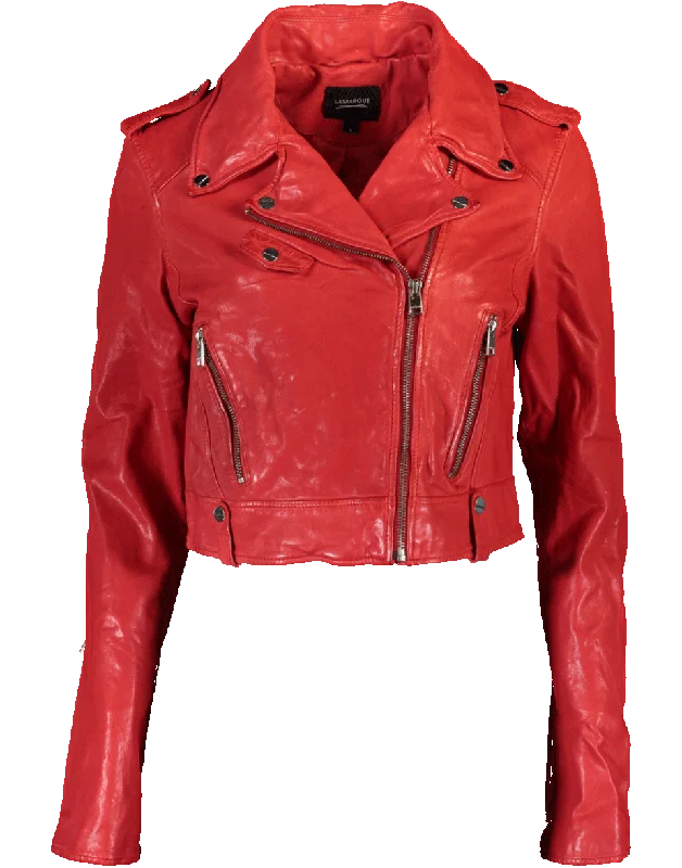 ladies' wool coats -Cropped Leather Jacket