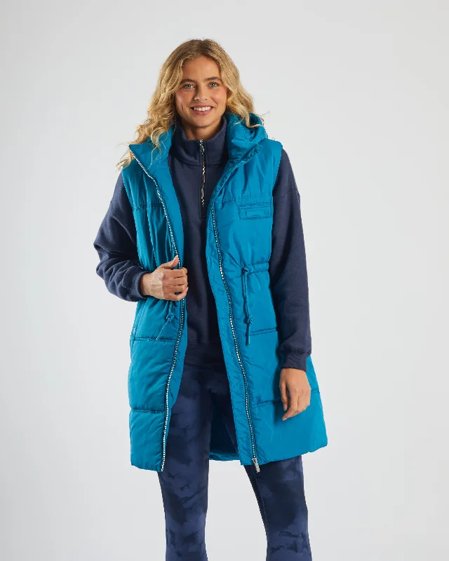 women's checked coats -Brid Gilet Marine Teal