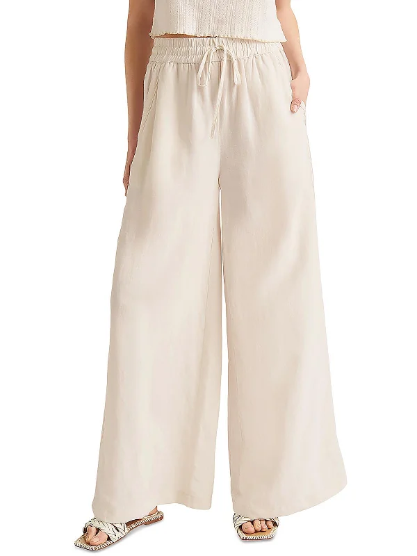 women’s long skirts -Bailey Womens Slub Linen Wide Leg Pants