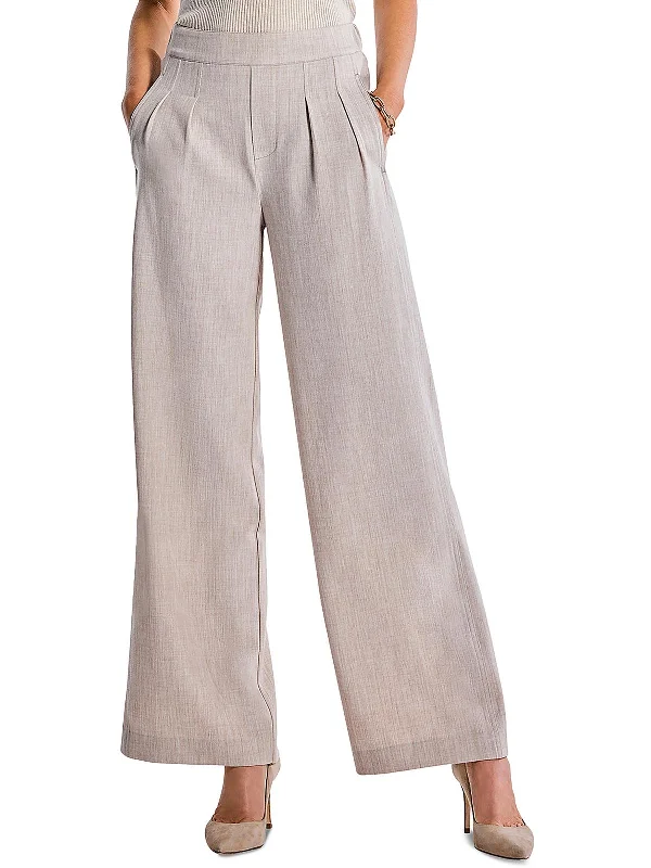 women's jogger pants -Womens Twill Office Wide Leg Pants