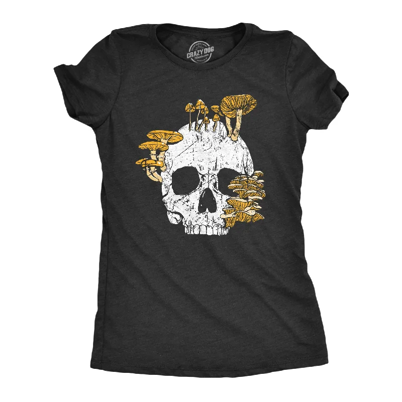 oversized t-shirts for ladies -Mushroom Skull Women's T Shirt