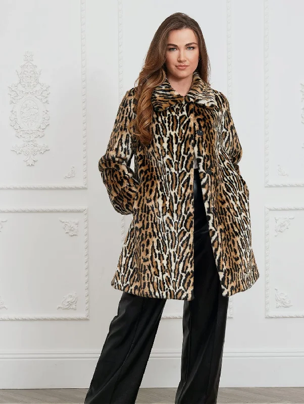 women's long trench coats -Adele Recycled Vegan Faux Fur Coat | Leopard