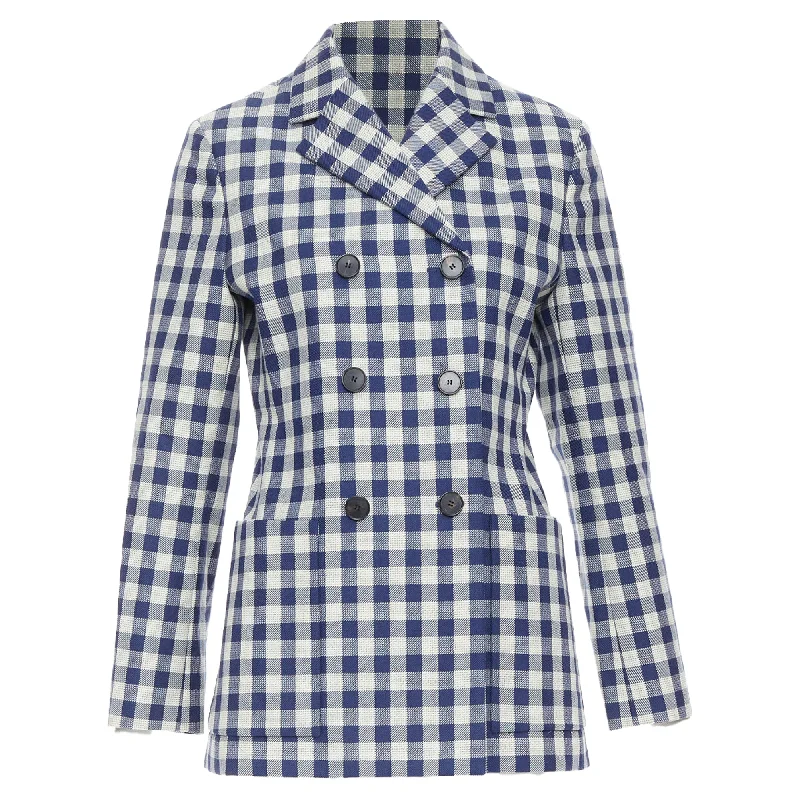 chic long jackets for women -Christian Dior virgin wool checkered bar jacket