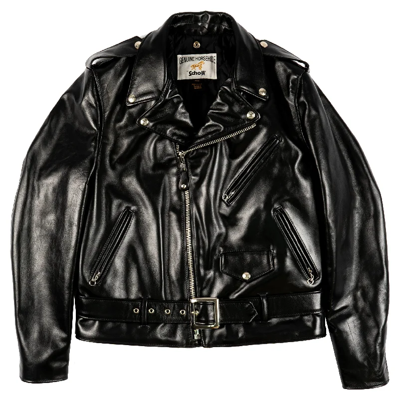 lightweight jackets for women -618HH - Horsehide Perfecto Leather Jacket - Black