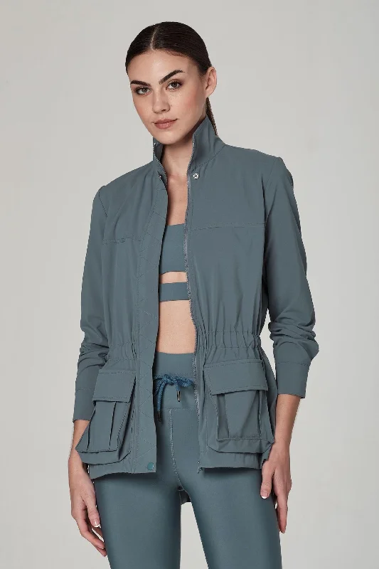 faux leather jackets for women -Pocket Change Aquamarine Jacket