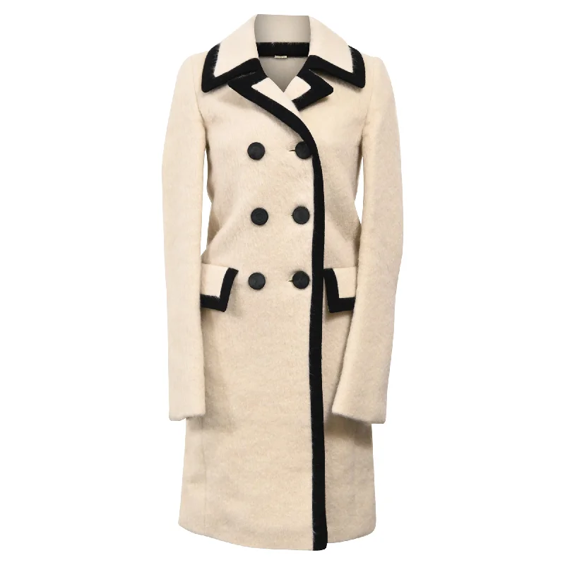 ladies' tailored winter coats -Balenciaga Runway Double Breasted Long Sailor Coat in Cream Virgin Wool