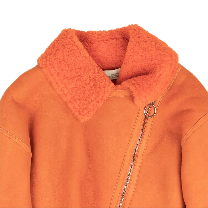 ladies' parkas with hoods -Off-White C/O Virgil Abloh Cropped Shearling Jacket - Orange