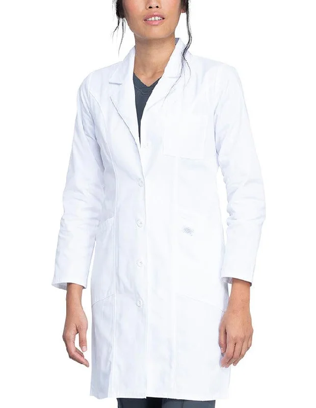 women's faux fur coats -Dickies EDS professional white 37 inch Women's Lab Coat