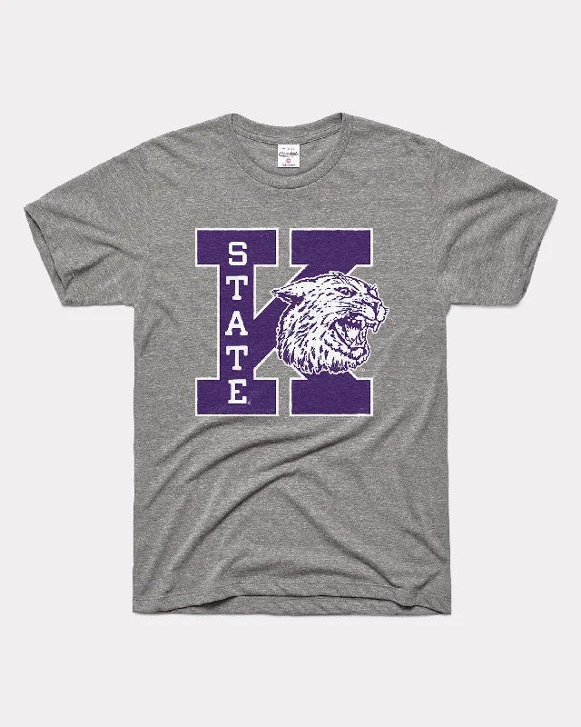 sleeveless tops for ladies -Wabash Block K-State Wildcats Grey T-Shirt