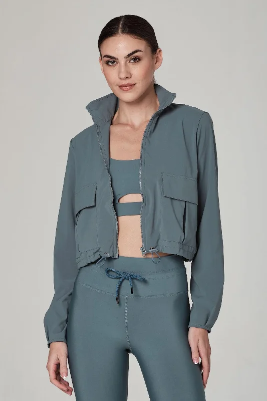 ladies' suede jackets -Short Coming Aquamarine Jacket