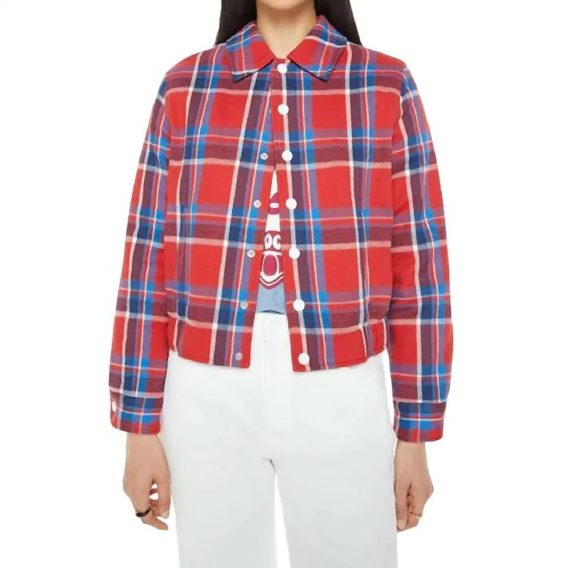 long faux fur coats for women -Plaid Casual Jacket In The Happy Camper