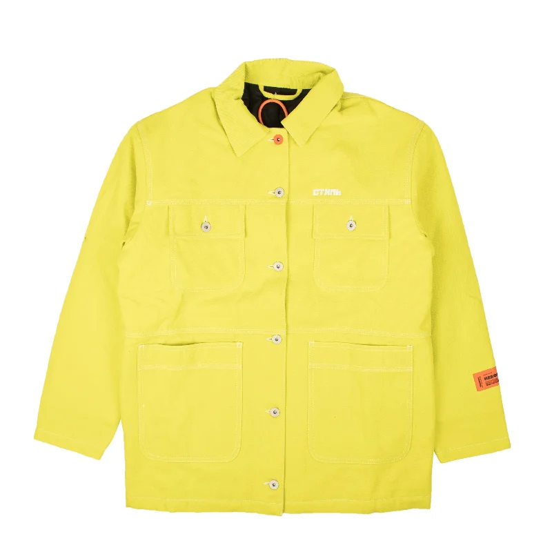 lightweight down jackets for women -Heron Preston Canvas Worker Jacket - Yellow