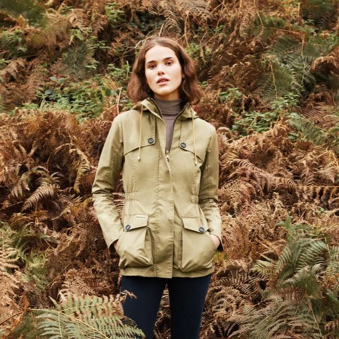 ladies' fur-lined coats -Troy Ladies Wax Parka Jacket - Khaki or camo