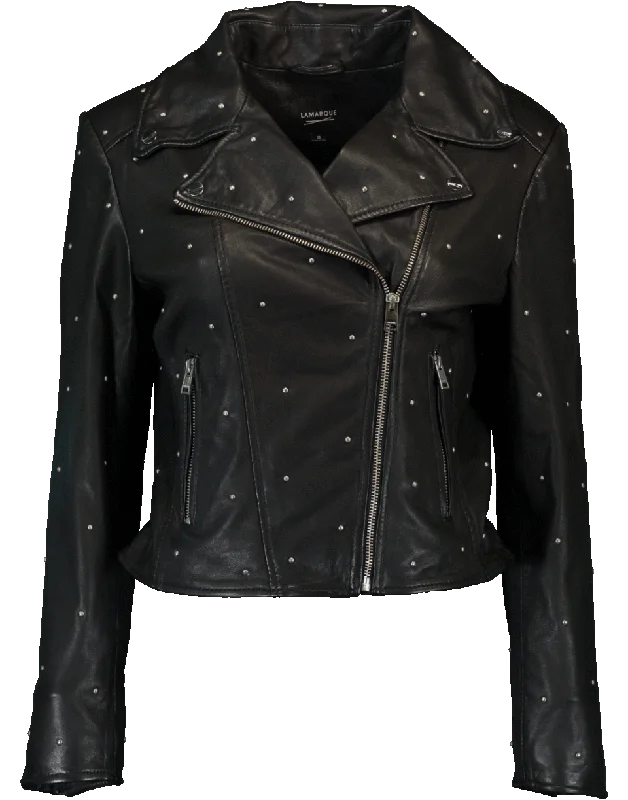 women's pea coats -Piper Studded Biker Jacket