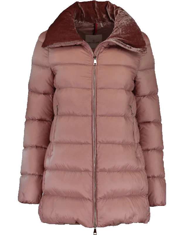 warm winter jackets for women -Velvet Collar Puffer Jacket