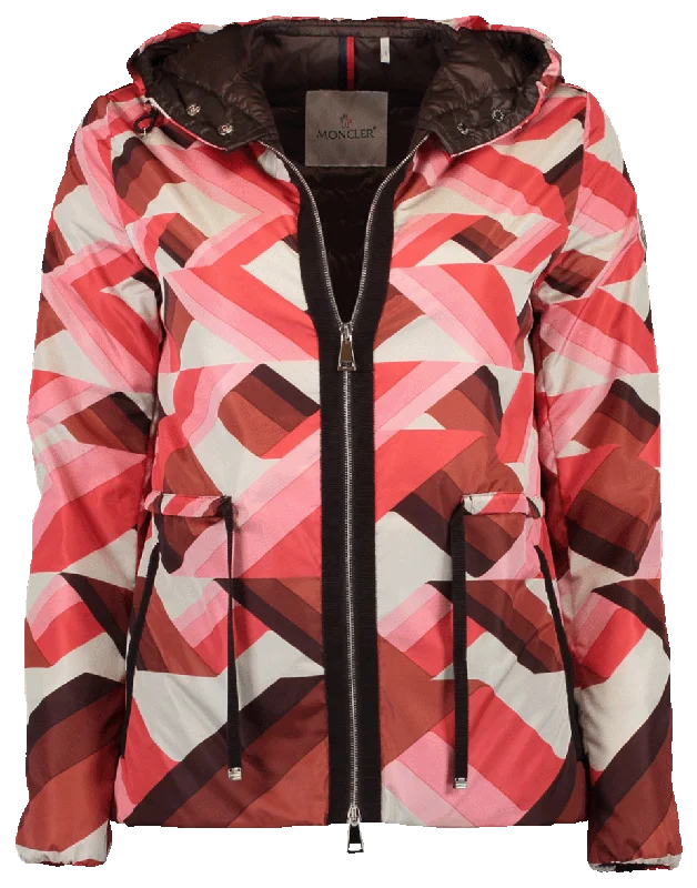 stylish puffer jackets for ladies -Geo Print Jacket