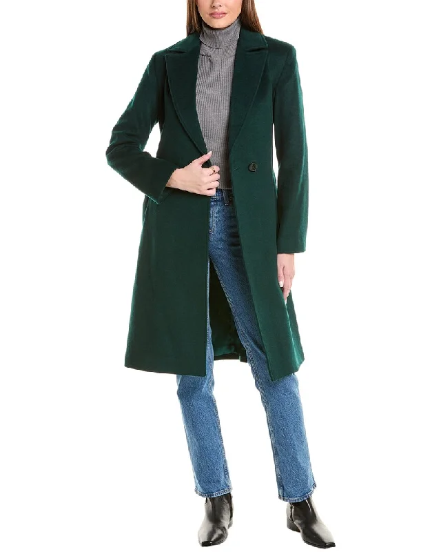 sporty winter jackets for ladies -sofiacashmere Belted Wrap Wool & Cashmere-Blend Coat