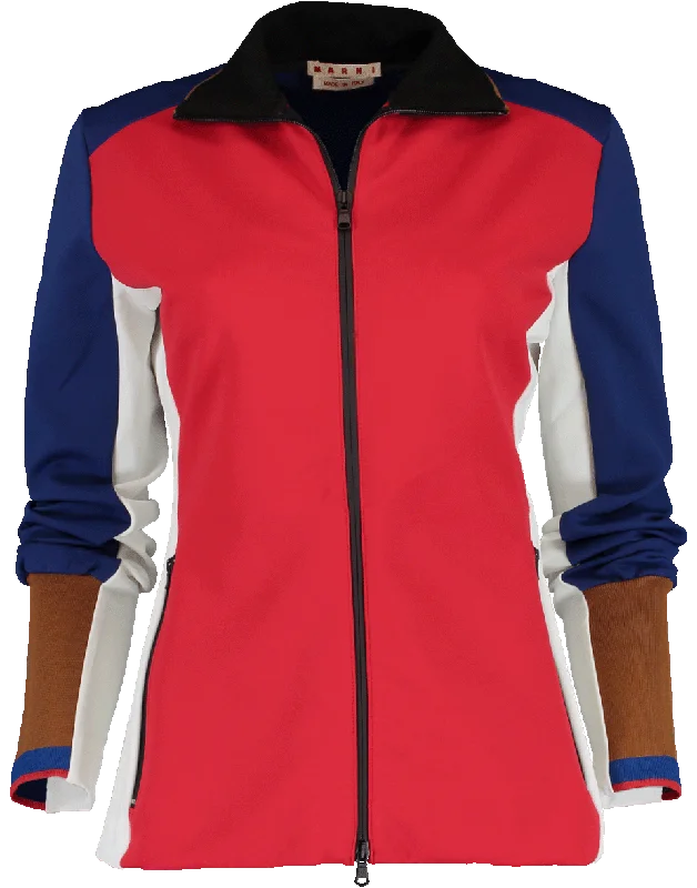 cozy parkas for women -Color Block Double Zip Scuba Jacket