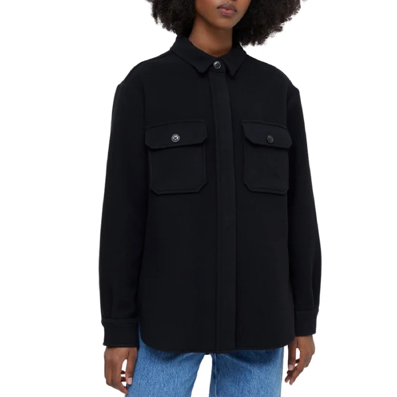 women's short puffer coats -Cashmere Overshirt In Black