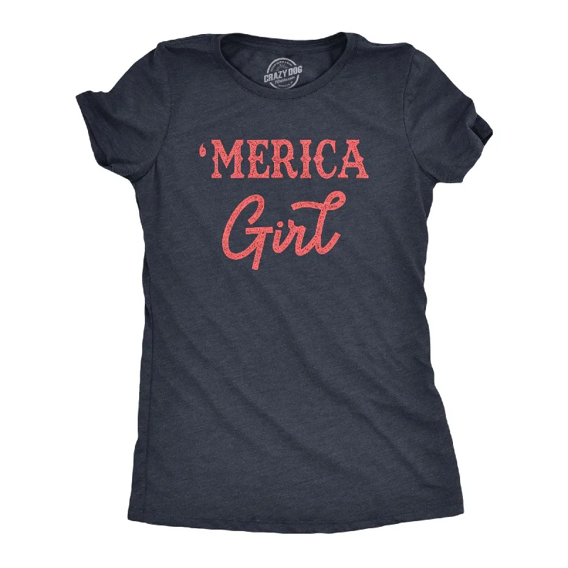 trendy asymmetrical tops for ladies -Merica Girl Women's T Shirt