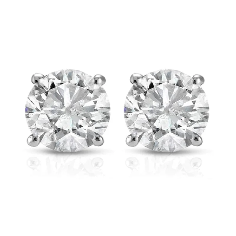 women's gold earrings -1 Ct Solitaire Certified Diamond Stud Earrings Round Brilliant 4Prong Push Back