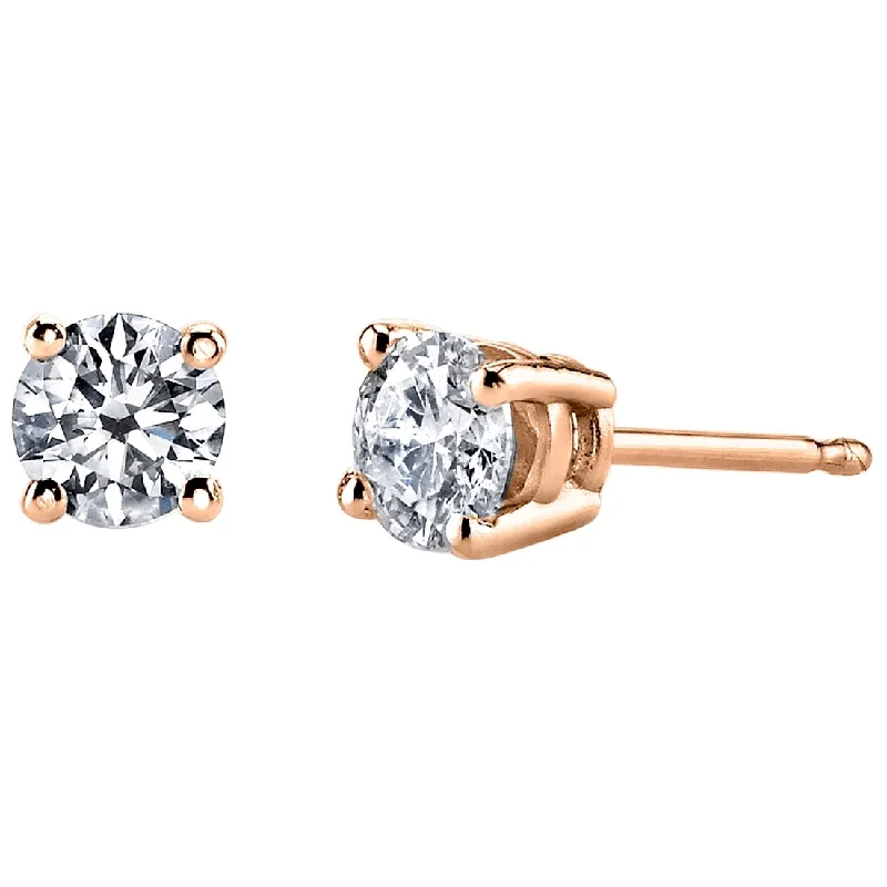 women’s crystal drop earrings -14k Rose Gold 1 ct Lab Grown Diamond Classic Stud Earrings