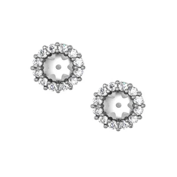 women’s filigree earrings -14k White Gold 1/2ct TDW Halo Diamond Stud Earring Jackets