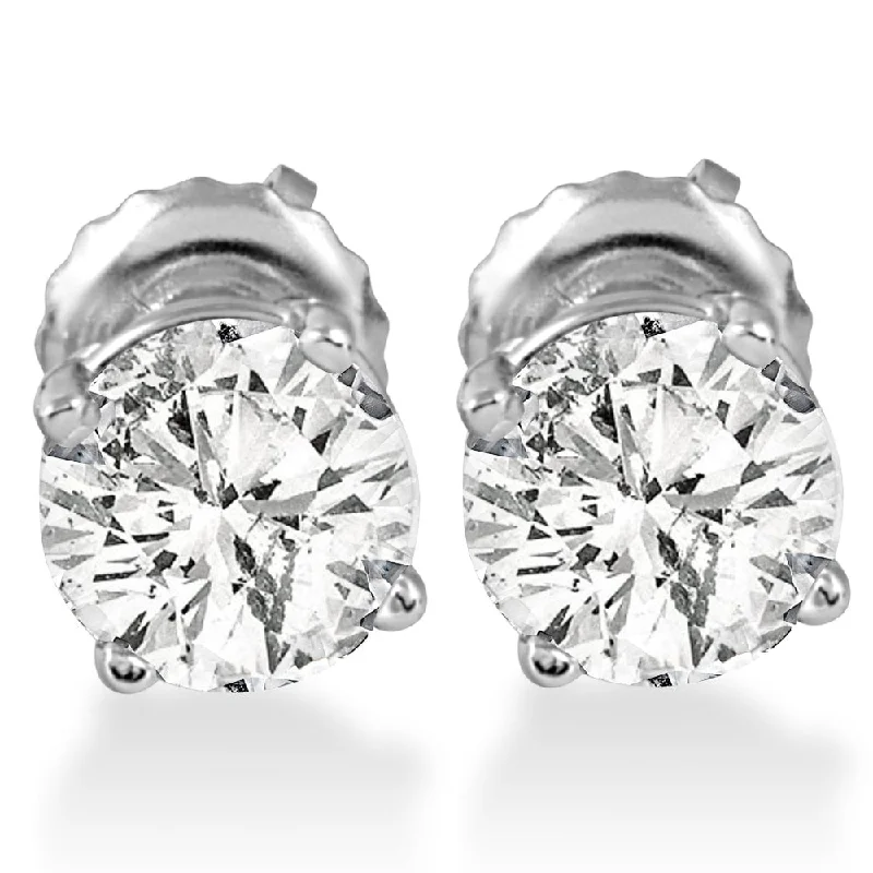 women’s crystal chandelier earrings -14k White Gold 1 ct TDW Diamond Screw Back Studs