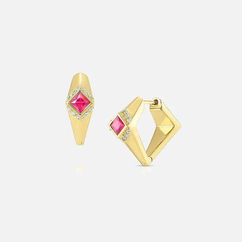 women’s stud earrings with gemstones -Sunna Edge Huggie